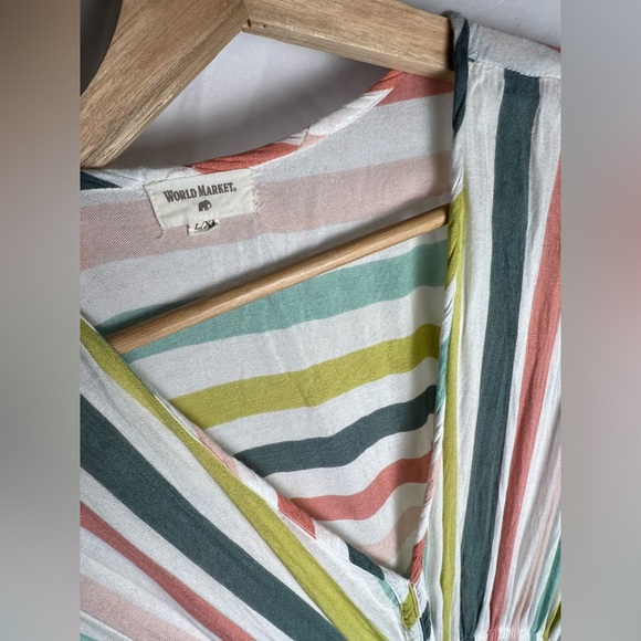 World Market Striped Multicolor Maxi Kaftan Dress L/XL - Picture 4 of 6